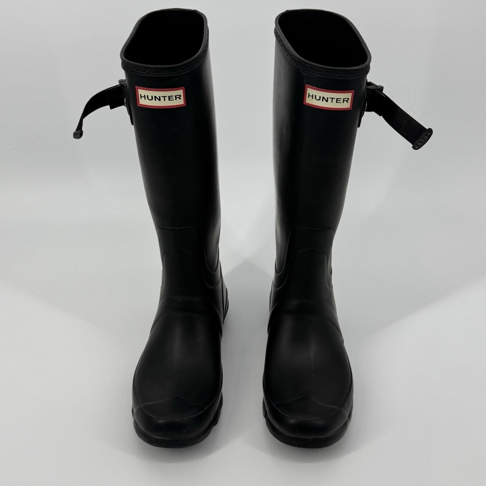 Hunter Original Tall Rain Boots Matte Black Adjustable Buckle Women's US 8 EU 38